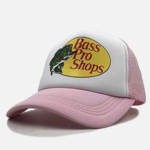 Bass Pro Adjustable Snapback Trucker Mesh Hat Light Pink